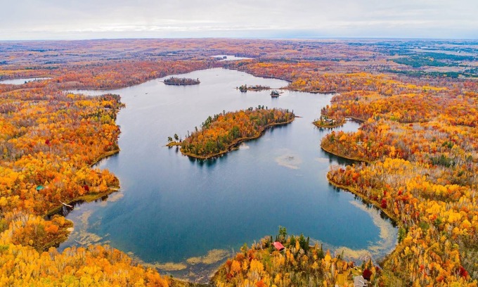 Waubun Cabin | Private Island with Lakefront Cabin on three sides