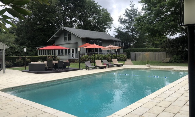 Narragansett Pier House | Private Oasis with Pool & 2 Pickleball Courts in Pier Area, near Town Beach
