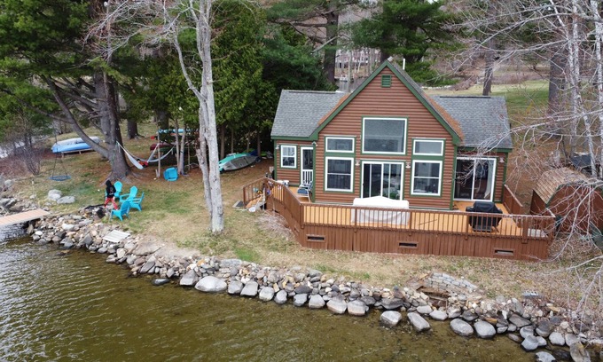 Winthrop Ski Chalet | Private waterfront with stunning views, wrap around deck, and a dock for boating