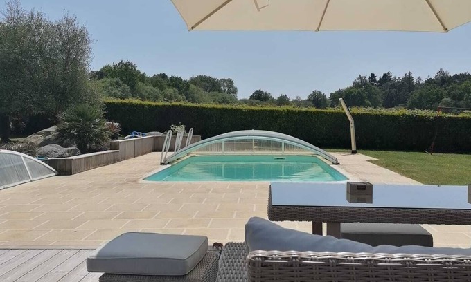 Sizun Villa | Renovated country house with swimming pool, in a quiet location with a large garden planted with trees