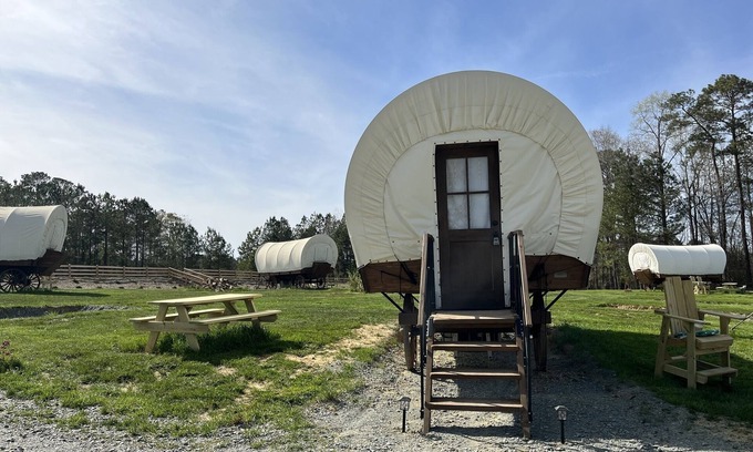 Lillington House | River-Front Wagon Glamping- The Dogwood