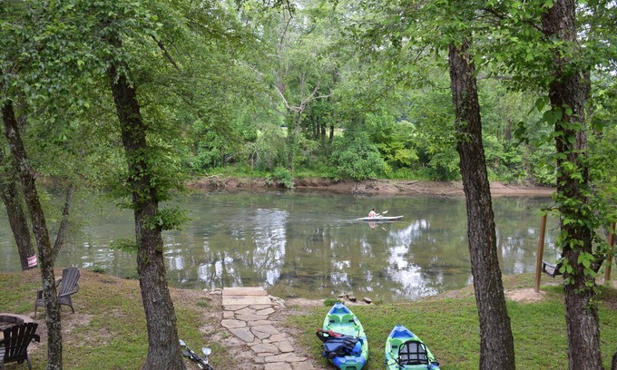 Mineral Bluff House | Riverfront cabin located steps from the beautiful Toccoa River w/hot tub