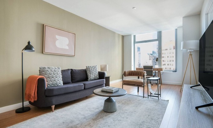 Chinatown Apartment | Roomy Downtown 1BR w/W/D & Gym, nr Greenway, by Blueground