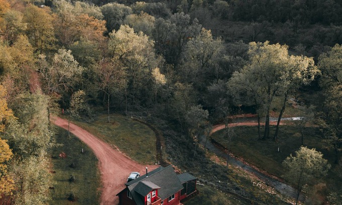 Ferryville Cabin | Secluded Rustic + Modern Log Cabin with hot tub by Stream, luxury getaway