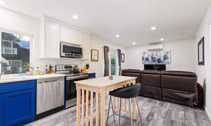 Sellwood-Moreland House | Sellwood Retreat, New Construction, Open Patio w/Deck, BBQ and Fire-Table, Walk to Parks and Food