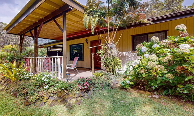 Volcano House | Serene home with enclosed nature walk, meditation spot, & gardens
