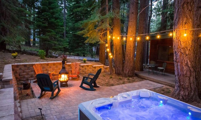 Country Club Estates House | Shady Pines: Cozy Cabin w/Hot Tub, Forest Views, & Pet-Friendly