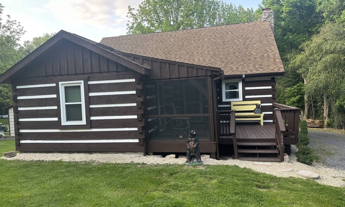 Fishers Hill Cabin | Shenandoah river front cabin, hot tub, fireplace, cabin, screened in porches.