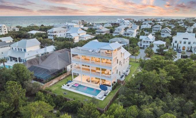 Seacrest House | Sleeps 30! Pool, Spa, LSV, Game Room & GULF VIEWS! Steps 2 Beach! Pet Friendly