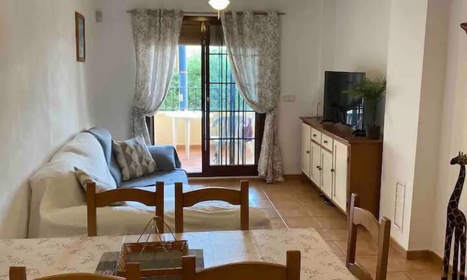 Roda Apartment | Sleeps up to 6, shared pool, parking with Aircon