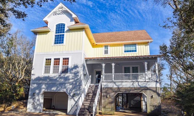 Buxton House | Sound-front vacation home w/private hot tub, WiFi, central AC, balcony, deck