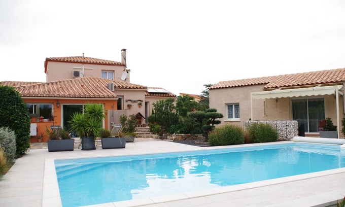 Villelongue-dels-Monts House | Spacious gîte in the garden of a villa with swimming pool rated 4 stars