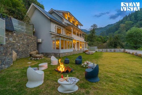 Naggar Villa | StayVista at Riverside Symphony - Bonfire, BBQ, WiFi