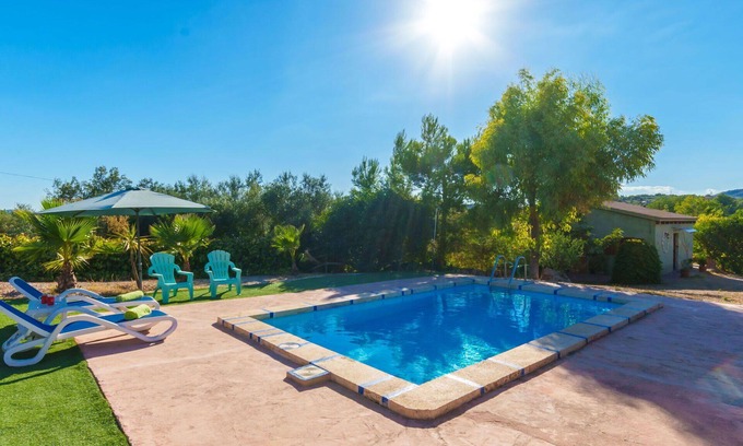 Sant Llorenc des Cardassar House | Stunning private villa for 3 guests with A/C, private pool, WIFI, TV, patio and pets allowed