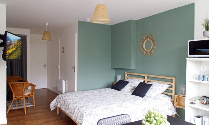 La Roche-sur-Yon Apartment | Studio-Comfort-Private Bathroom-Garden View