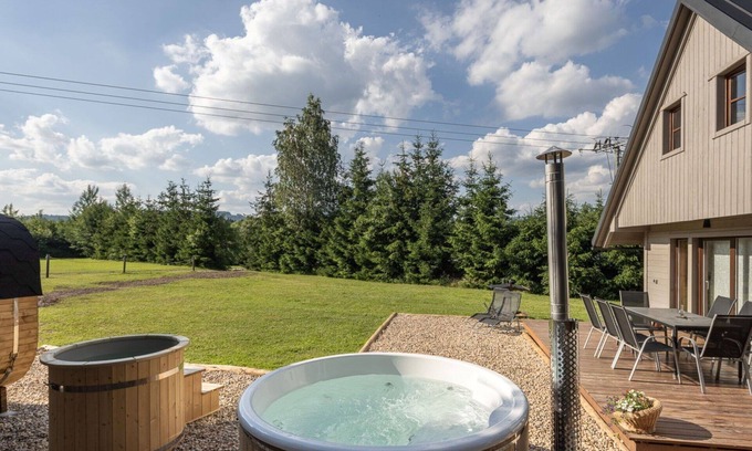 Dolni Branna House | Stunning private villa for 10 guests with hot tub, WIFI, TV, terrace, pets allowed and parking
