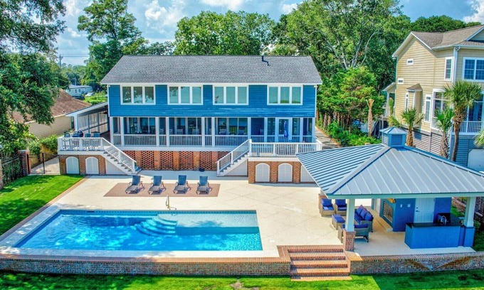 Murrells Inlet House | Stunning 5-Bedroom Inlet Home with Private Pool, Pool House, and Dock