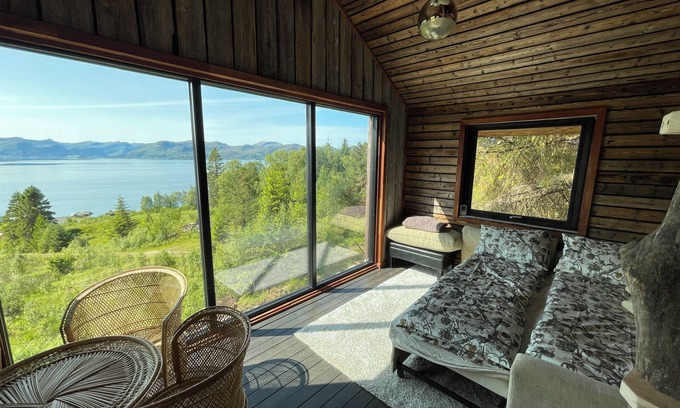 Fiskabygd Cabin | Stunning fiord panorama view off-grid forest cabin
