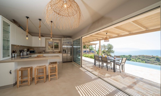 Mousata Villa | Stunning modern 4 bedroom villa in private location with breath taking sea views