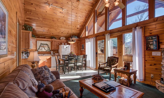 Black Bear Falls Cabin | Stunning mountain views, spacious balcony with hot tub + seasonal pool access.