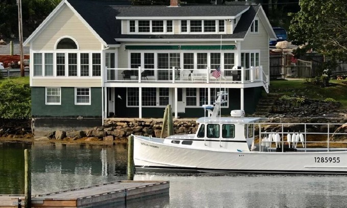 West Boothbay Harbor House | Stunning Renovated Waterfront Home with Private Deepwater Dock; Windows Galore!