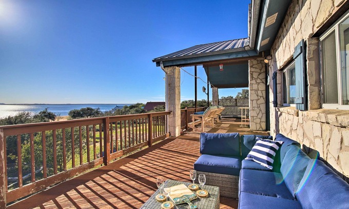 Burnet House | Sunny Lakefront Escape w/Private Beach & Deck