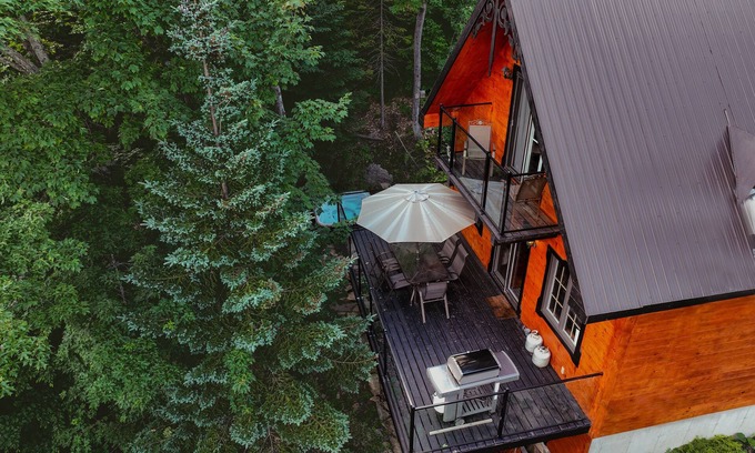 Entrelacs Ski Chalet | Super cute cedar chalet surrounded by the forest with access to water