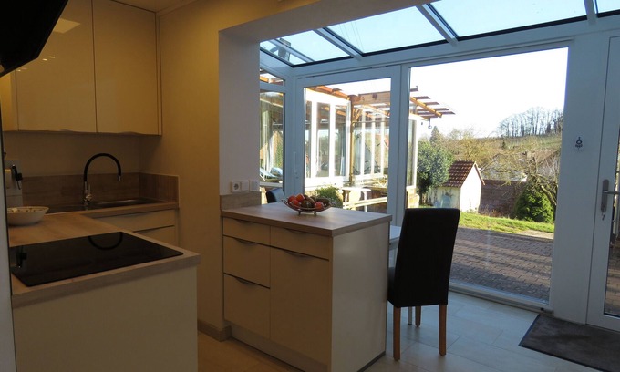 Pleisweiler Apartment | The blue house vacation apartments, balcony, pool, garden, massages, hairdresser
