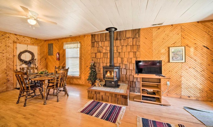 Bellevue Apartment | The Burgundy Cabin Iowa Retreat Pond and Fire Pit
