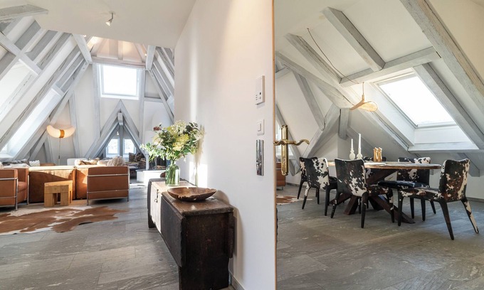 Waldhaus Flims Apartment | The luxury apartment, 135m2, above the roofs of Flims Waldhaus.