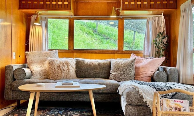 Arroyo Grande Apartment | The Spartan is a fun 1950's vintage trailer under oak trees overlooking a 1 acre organic farm!
