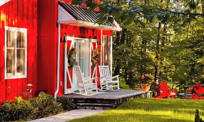 Lanexa House | The Tiny Red Barn on the Reservoir - A Private Oasis Near Williamsburg Virginia