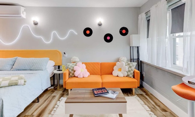 Medical District Apartment | Themed Lux Loft with King Bed, Free Parking & Wi-Fi