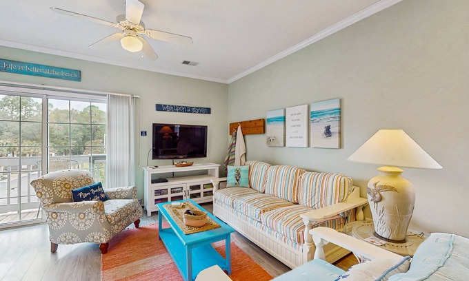 Sea Trail Condo | Third-floor condo with balcony, near the beach/golf courses/planetarium