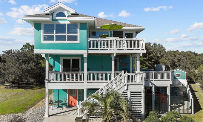 Monteray Shores House | Tiki II Beach home with private pool and hot tub. 10 minute walk to the beach.