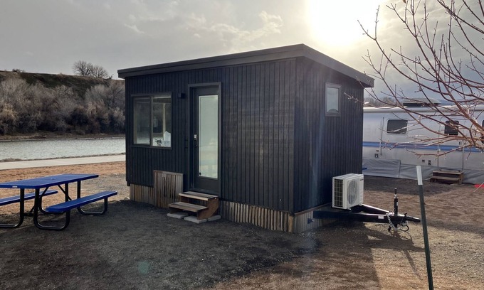 Pear Park House | Tiny home with one queen bed on main floor.