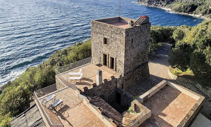 Orbetello Villa | Torre Rivellina: A characteristic three-story ancient watch tower built sheer above the sea and with direct access to the sea, with Free WI-FI.