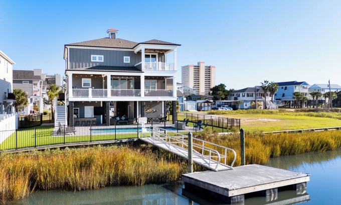 Garden City House | Touch of Gray: Inlet Escape w/Marsh Views & Private Pool