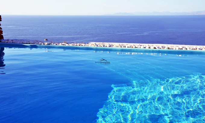 Kea Villa | Traditional stone villa with a swimming pool and a fantastic sea view