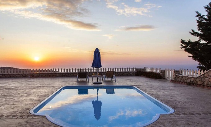 Lefkas Villa | Traditional Villa with Sea View & Private Pool & large outdoor area