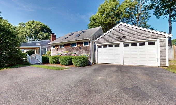 West Hyannisport House | Tree-lined home with lovely yard, decks & private beach access - walk to town