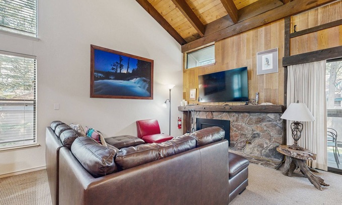 South Lake Tahoe Condo | Two bedroom Townhome w/ loft, private beach, pools, hot tub, sauna, resort fun!