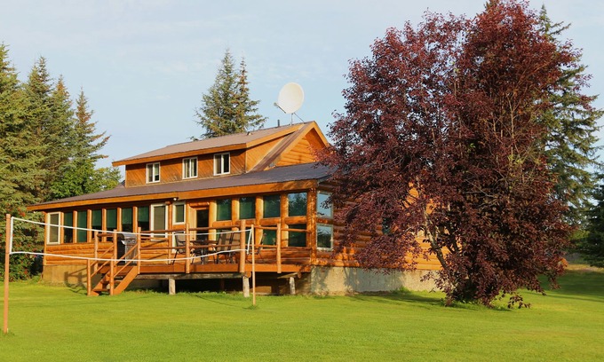 Anchor Point House | Unique Alaskan log home in trees & wild flowers on 14-acre private homestead.