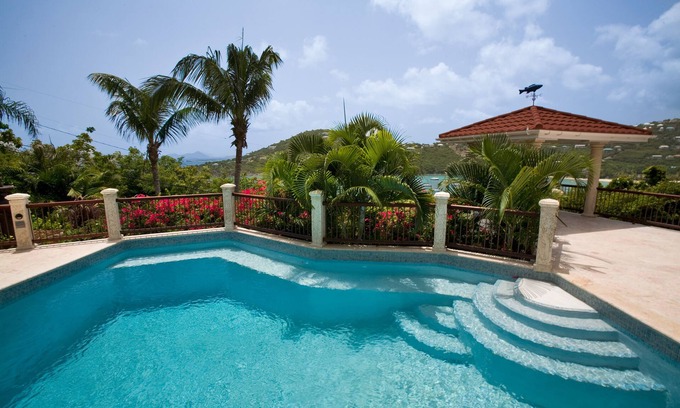 Great Cruz Bay House | Villa Bijou - Stonework w/conch shells, A/C throughout, Pool, Solar Power backup