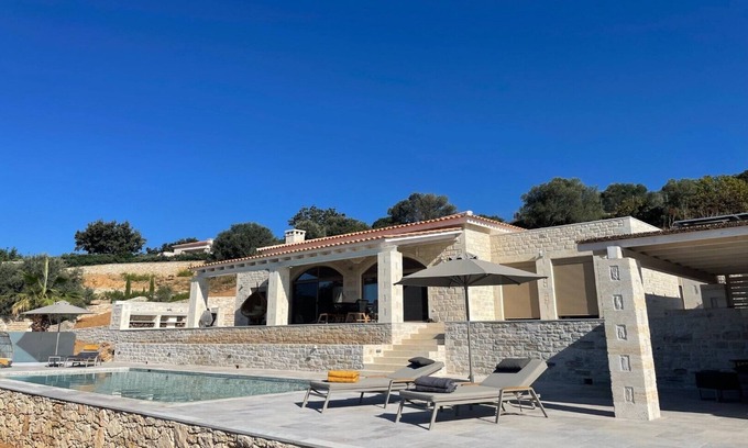 Monopari Villa | Villa Chalarosi, natural stone villa with panoramic views and heated pool