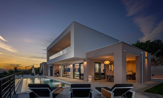 Kostrena Villa | Villa Dujma – Luxurious Wellness Escape with Sea View, Pools, Sauna, Gym & Massage Room