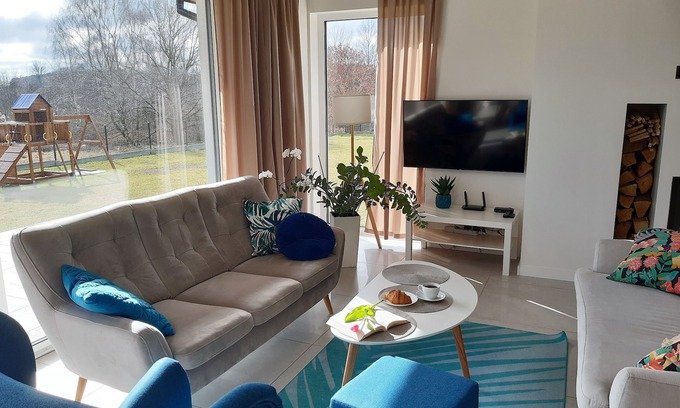 Kolczewo House | VILLA RA with large garden, fireplace and sauna, surrounded by nature
