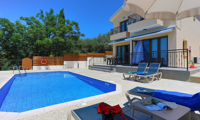 Meladeia Villa | Villa Salina: Modern Holiday Villa, Private Pool, Views, WiFi, A/C