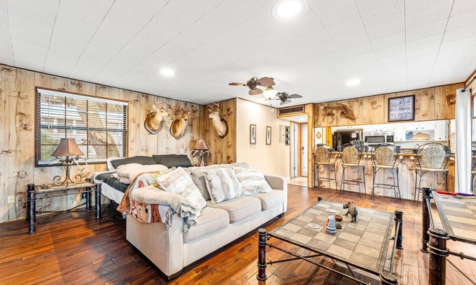 Northside Cabin | Waterfront Fishing Lodge, King Bed, Fireplace