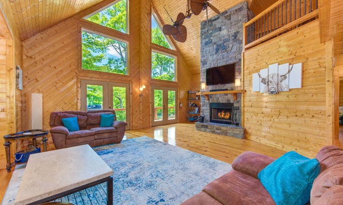 Maynardville House | Waterfront home with game room, theater, deck, dock & fireplace